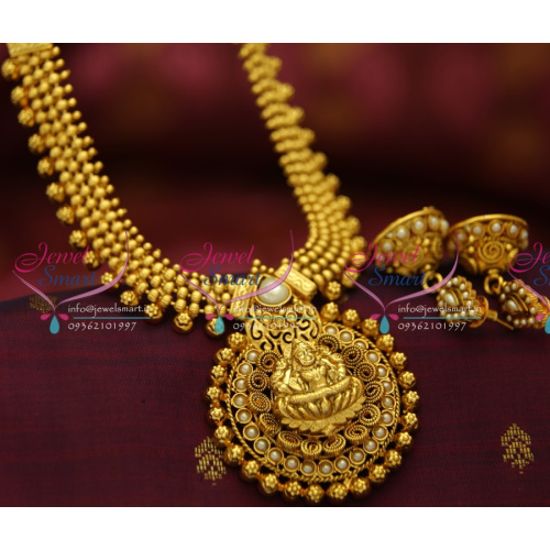 NL5247 Kemp Temple Laxmi Beads Broad Pendant Design Gold Plated Jewellery Online