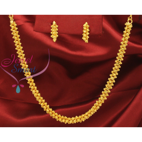 Gold Plated Necklace Set With Ear Rings in Gold Designs