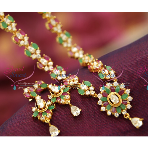 NL3481 Ruby Emerald Gold Plated Jaipur Finish Semi Precious Stones Collections Online