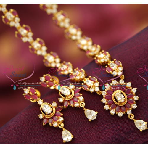 NL3485 Ruby White AD Gold Plated Jaipur Finish Semi Precious Stones Collections Online