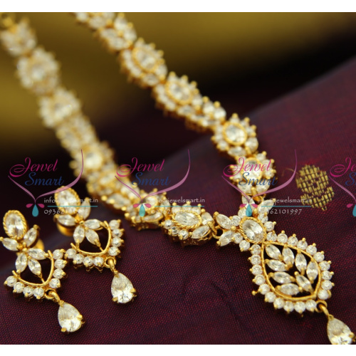 NL0128 Full White American Diamond Necklace Traditional Indian Jaipur Design Jewellery Online
