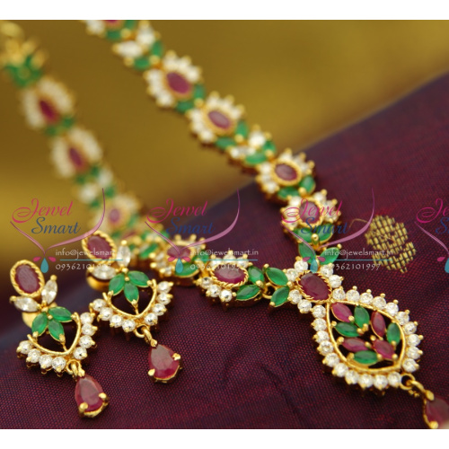 NL0129 Ruby Emerald Necklace Traditional Indian Jaipur Design Jewellery Online