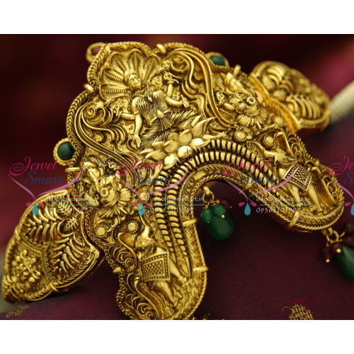 A3567 Antique Gold Plated Handmade Aravanki Single Piece Design Temple Jewellery