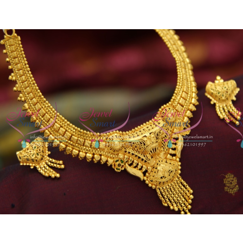 N3768 Gold Plated Handwork Intricate Work Necklace Set Traditional Jewellery