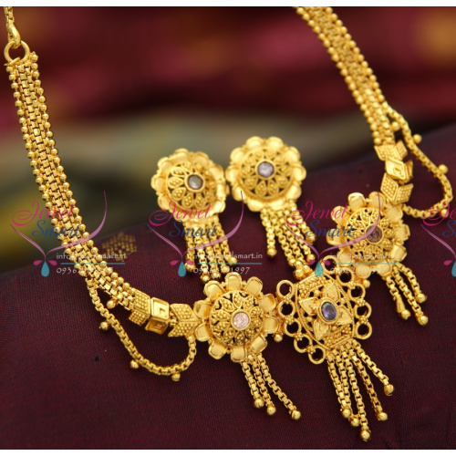 N3788 Gold Plated Handwork Intricate Work Necklace Set Traditional Jewellery