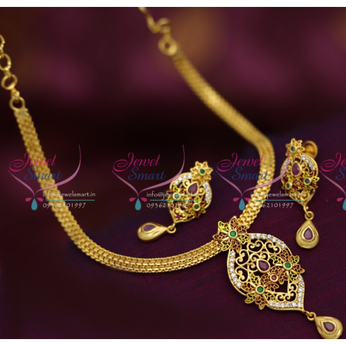 NL1276 Gold Design Traditional Attigai Ruby Emerald Fashion Jewellery Online