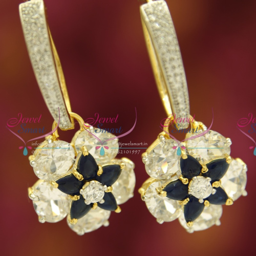Sparkling American Diamond Stones Ear Ring Painted Stone Danglers