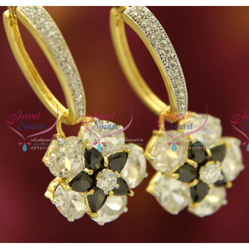 J3593 Sparkling American Diamond Stones Ear Ring Painted Stone Danglers