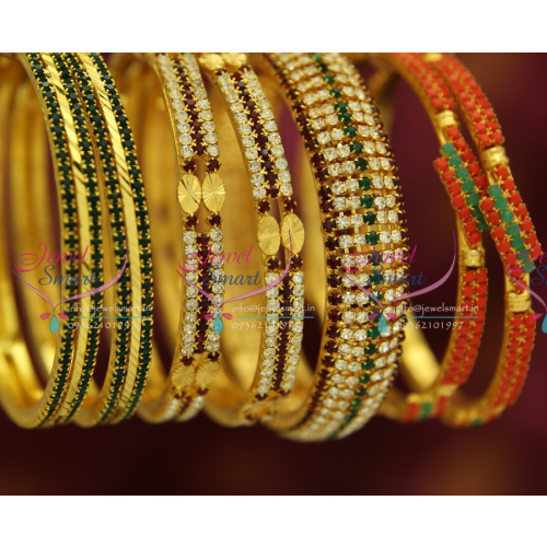 CO2760 2.6 Size Combo Offer 4 Design Gold Plated Bangles Clearance Sale Low Price