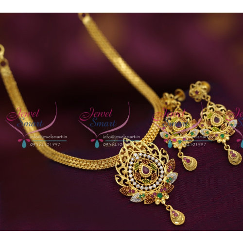 NL3622 Gold Design Traditional Attigai Ruby Emerald Fashion Jewellery Online