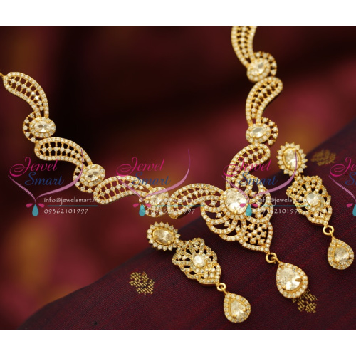 NL5703 White AD Leaf Fancy Design CZ Gold Plated Jewellery Set Buy Online