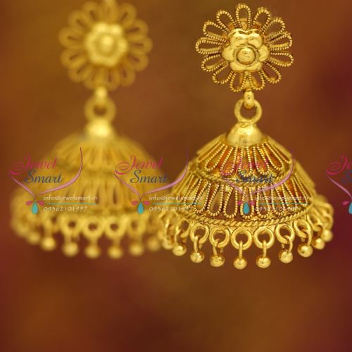 J3665 Antique Gold Plated Nagas Stylish Sprial Design Broad Jhumka Earrings