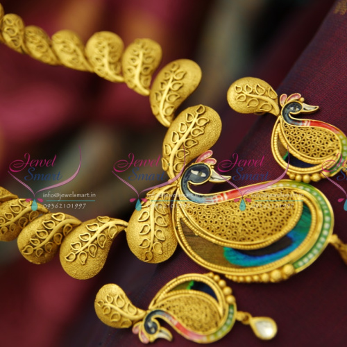 NL3683 One Gram Gold Plated Beautiful Real Look Intricate Peacock Design Jewellery Screwback Earrings Online