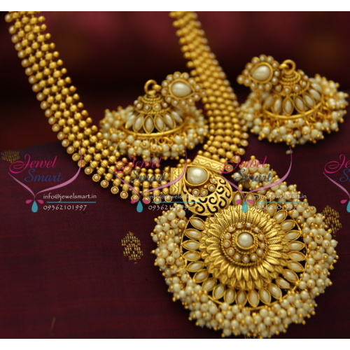 NL3697 Kempu Style Beads Leaf Broad Pendant Design Gold Plated Jewellery Online