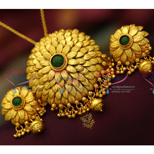PS3706 Beautiful Leaf Design Antique Gold Plated Pendant Earrings Buy Online Best Quality Jewellery