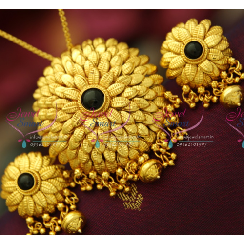 PS3707 Beautiful Leaf Design Antique Gold Plated Pendant Earrings Buy Online Best Quality Jewellery