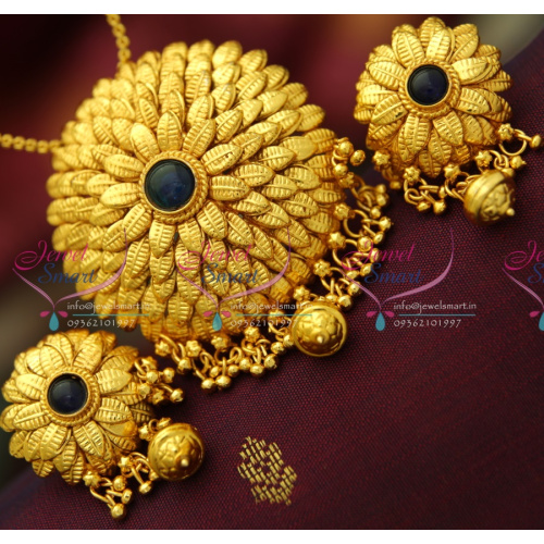 PS3709 Beautiful Leaf Design Antique Gold Plated Pendant Earrings Buy Online Best Quality Jewellery