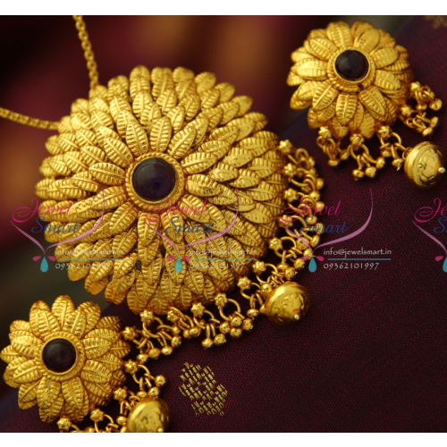 PS3711 Beautiful Leaf Design Antique Gold Plated Pendant Earrings Buy Online Best Quality Jewellery