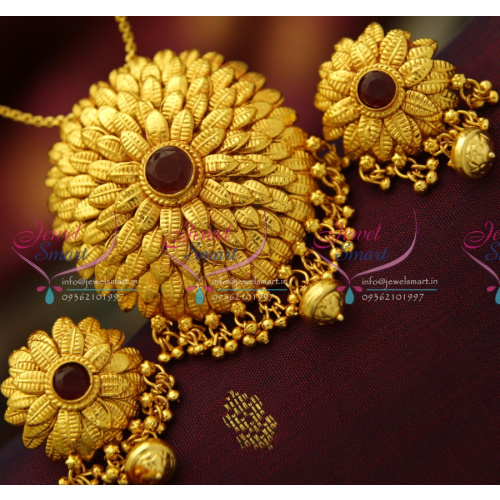 PS3712 Beautiful Leaf Design Antique Gold Plated Pendant Earrings Buy Online Best Quality Jewellery