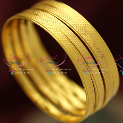 B3713S 2.4 Size 4 Pieces Thin Casual Wear Mat Finish Gold Plated Design Bangles Online