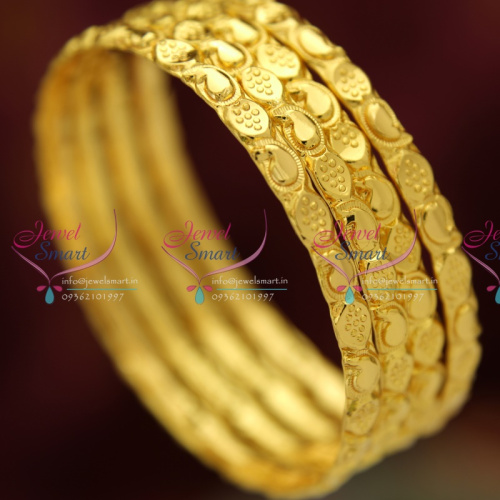 B3714S 2.4 Size 4 Pieces Casual Wear Mango Gold Plated Design Bangles Online