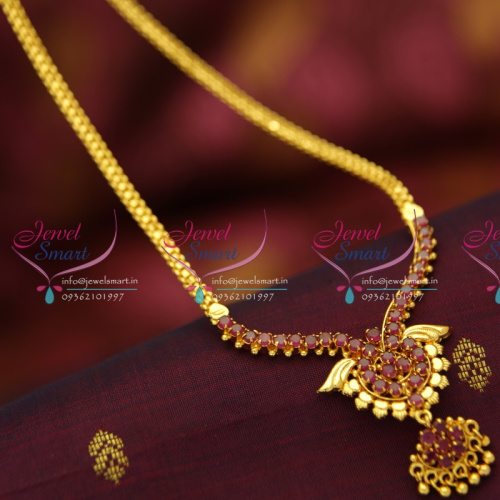 NL5145 Ruby Pendant Flat Chain Gold Look Traditional Jewellery Buy Online