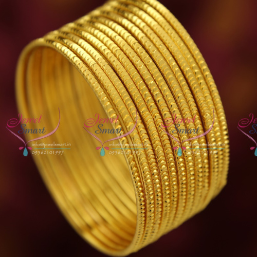 B3739S 2.4 Size Gold Plated 12 Pieces Bangles Set Party Wear Long Colour Life Online