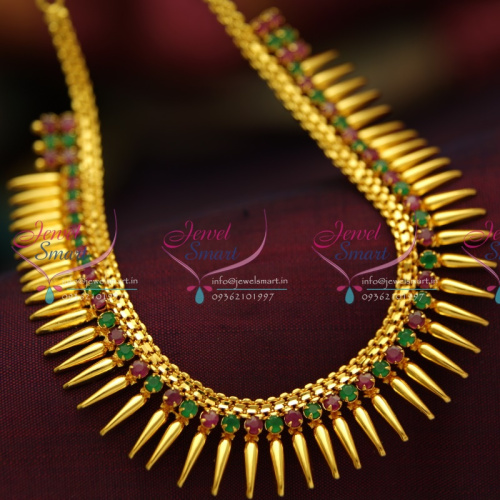 NL3753 Beads Design Ruby Emerald Gold Plated Short Necklace Fashion Jewellery Online
