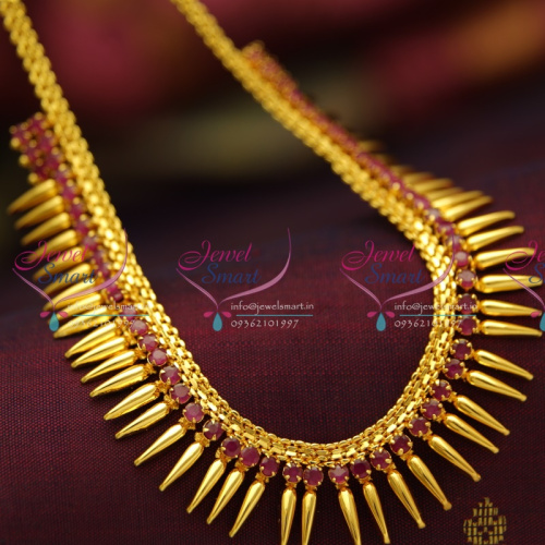 NL3754 Beads Design Ruby Gold Plated Short Necklace Fashion Jewellery Online