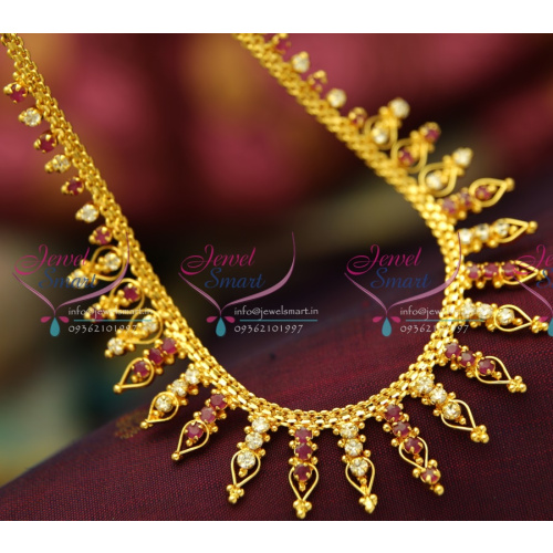 NL3755 Fancy Gold Design Ruby White Short Necklace Fashion Jewellery Online