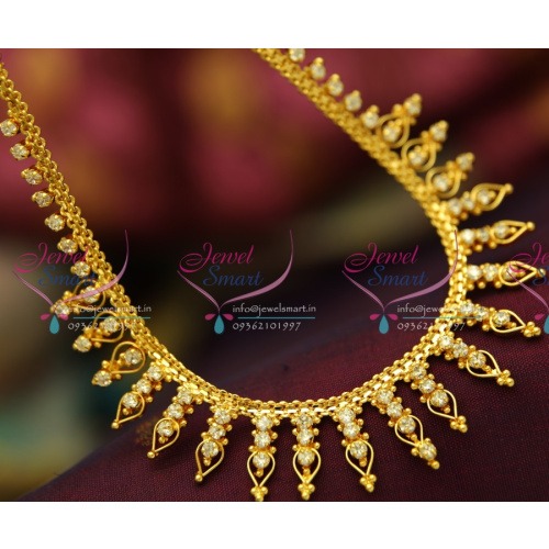 NL3756 Fancy Gold Design AD White Short Necklace Fashion Jewellery Online