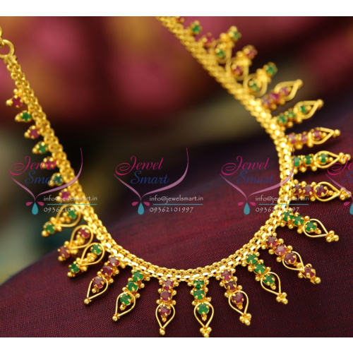 NL3758 Fancy Gold Design Ruby Emerald Short Necklace Fashion Jewellery Online