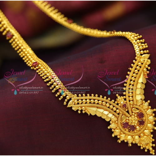 NL3766 Gold Plated Beads Work Delicate Long Necklace Handmade Jewellery Online