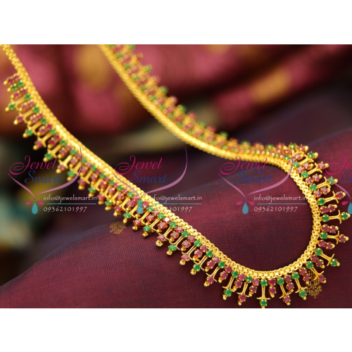 NL3771 Fancy Traditional Gold Design Long Haram Necklace Semi Precious Stones Buy Online