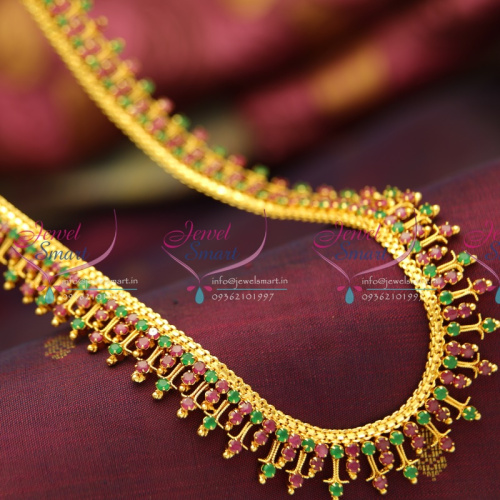NL3771 Fancy Traditional Gold Design Long Haram Necklace Semi Precious Stones Buy Online
