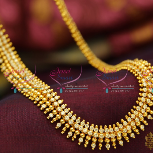 NL3778 Beads Design AD White Gold Plated Haram Long Necklace Fashion Jewellery Online