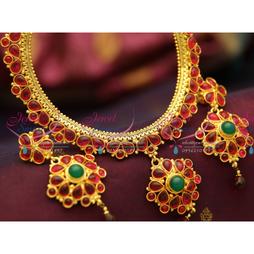 NLK0086 Traditional Indian Immitation Fashion Jewellery Temple Kemp Antique Gold Plated Necklace