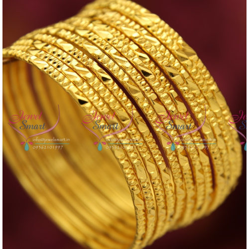 B3826M 2.6 Size Gold Plated 12 Pieces Bangles Set Casual Wear Long Colour Life Online