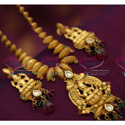K4050 Indian Traditional Temple Jewellery Antique Gold Plated Laxmi God Necklace