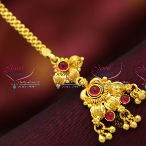 M3869 Temple Kemp Beads Model Red Mang Tikka Nethichutti Gold Plated Online