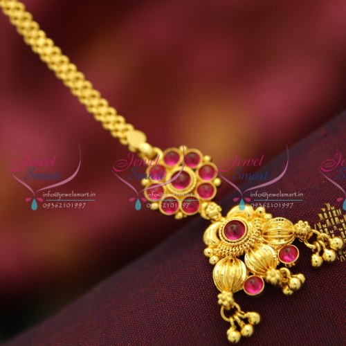 M3871 Temple Kemp Beads Model Red Mang Tikka Nethichutti Gold Plated Online