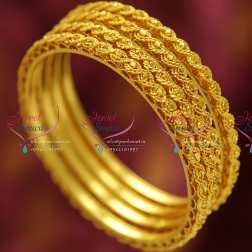 B1201 2.8 Size Gold Plated 4 Pcs Thick Spiral Bangles Gold Design Fashion Jewelry