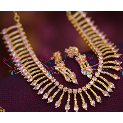 NL0711 Unique Pink Colour AD Gold Design Imitation Jewellery Set Buy Online