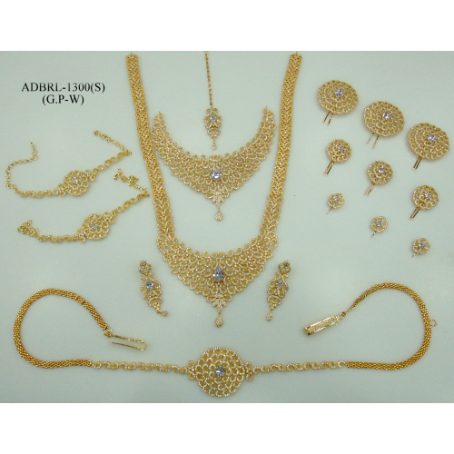 ADBRL1300GPW American Diamond Grand Full Bridal Jewellery Set Buy Online