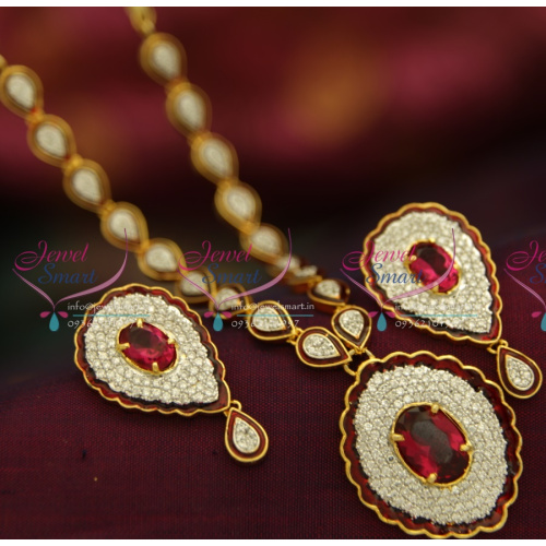 N3949 Beautiful CZ White Rani Pink Meenakari Work Exclusive Jeweller Online Offer Price