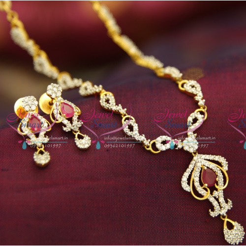 NL1107 Stylish Sparkling CZ Stones Fancy Jewelry Necklace Earrings Set Online