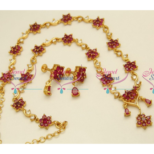 N3948 Ruby Floral Design Jewellery Semi Precious Stones Buy Online Fashion