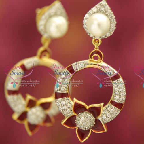 ER3674 Colourful American Diamond Meenakari Fancy Earrings Online Fashion Jewelry
