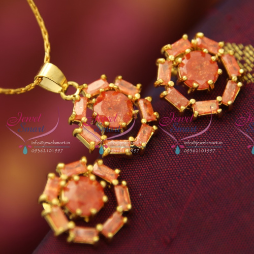 PS3958 Small Semi Precious Colour Imported Jewellery Chain Pendant Set Fancy Online