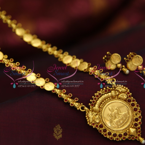 NL3968 Indian Traditional Temple Jewellery Antique Gold Plated Laxmi Haram Simple Elegant Lowest Online Price